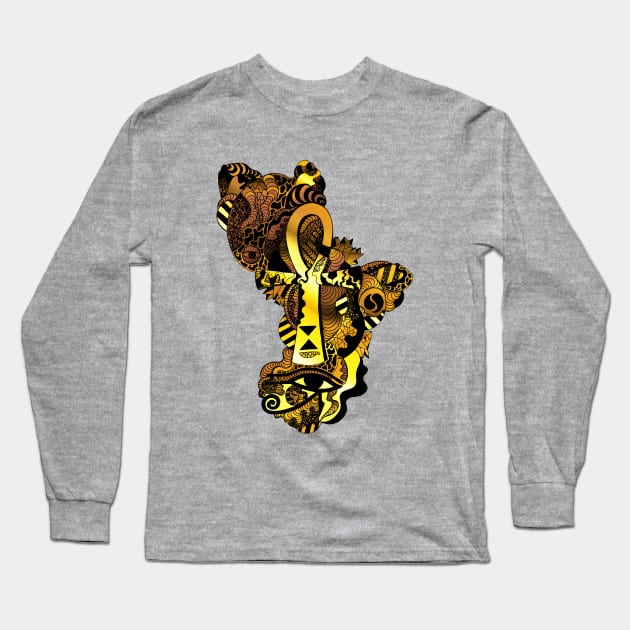 Gold Horus Ankh Long Sleeve T-Shirt by kenallouis